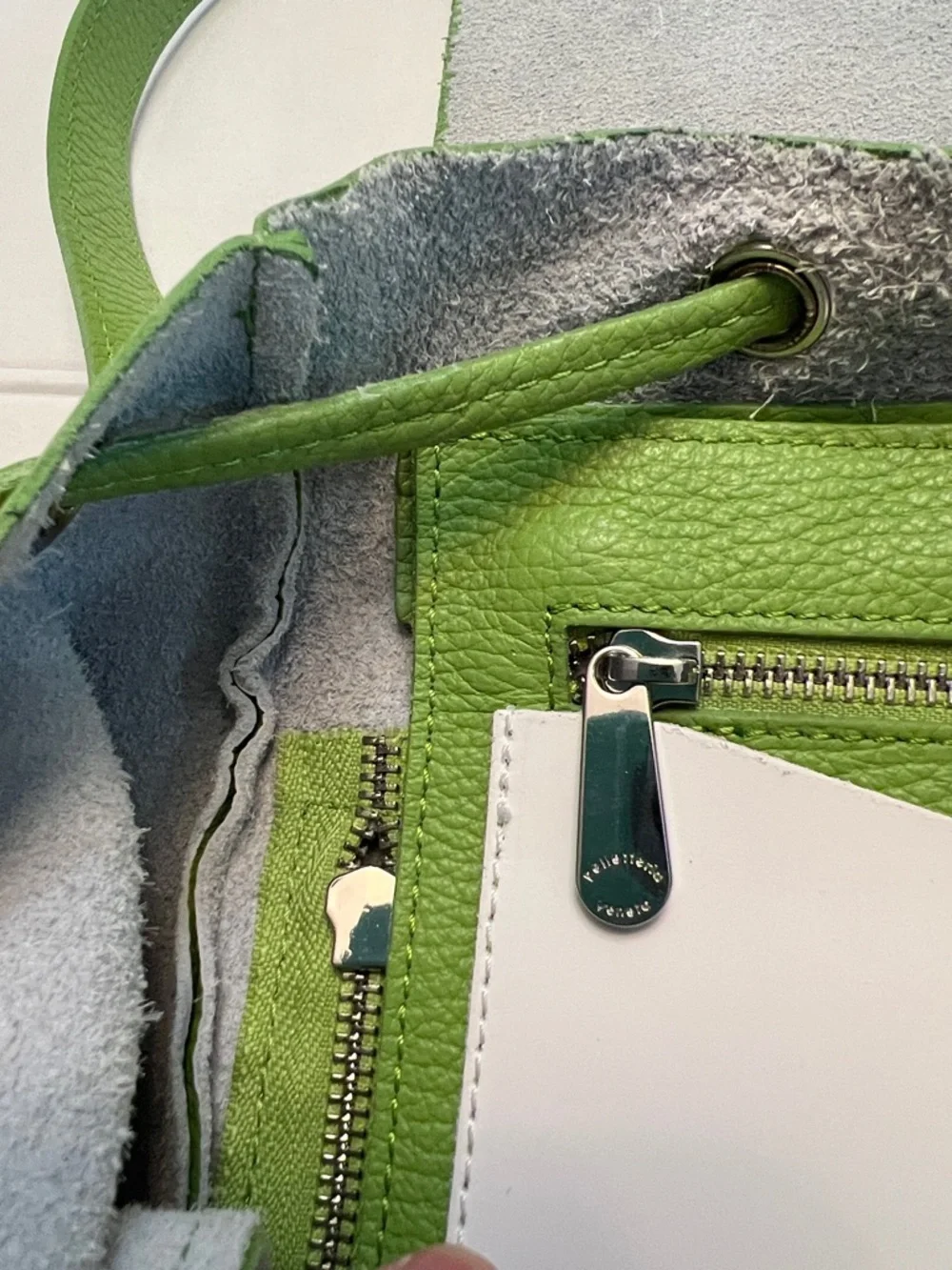 PELLETTERIA VENETA ITALY GREEN PEBBLED LEATHER BACKPACK BAG